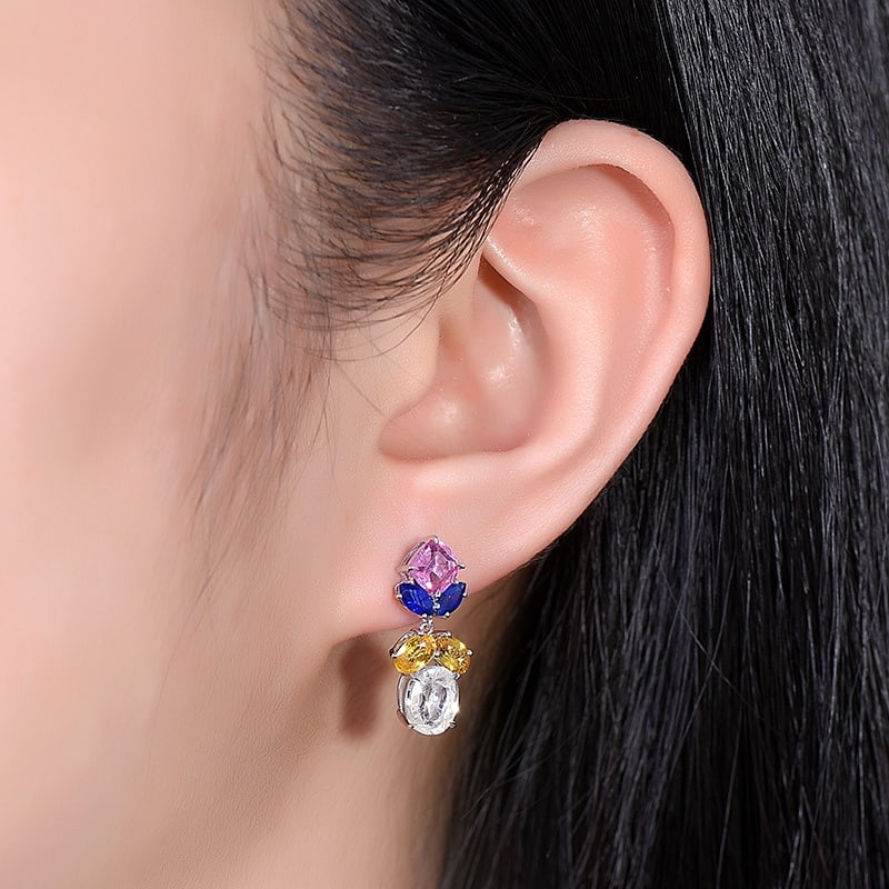 14k Gold 6.85 Ct Natural Sapphire Earrings - 3