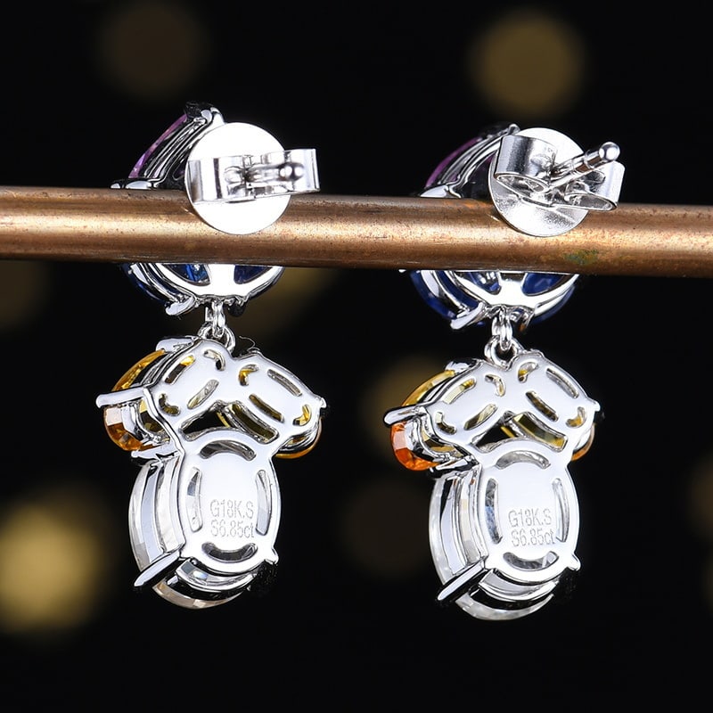 14k Gold 6.85 Ct Natural Sapphire Earrings - 4