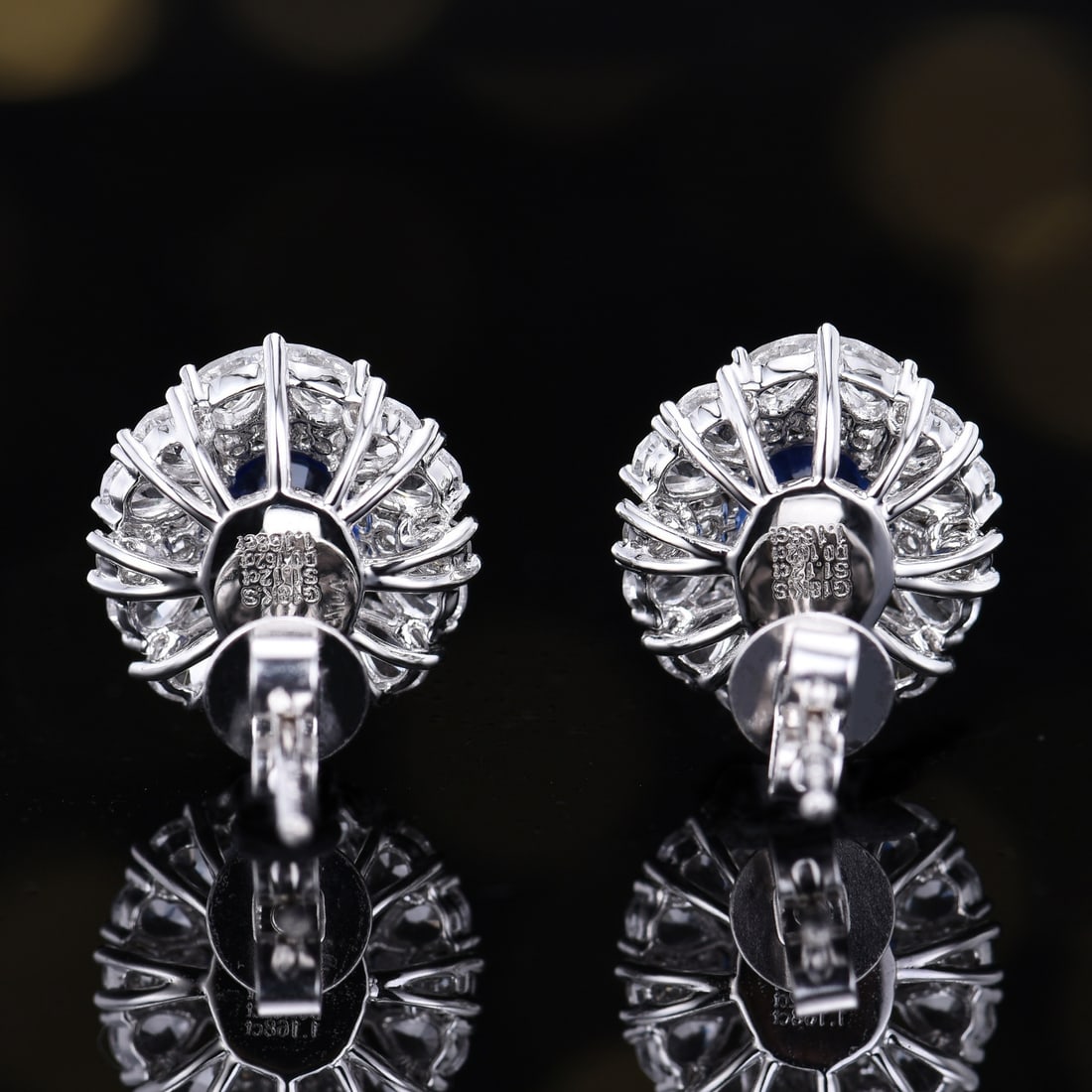 14k Gold 1.28 Ctw Vivid Blue Natural Sapphire & Diamond Earrings - 4