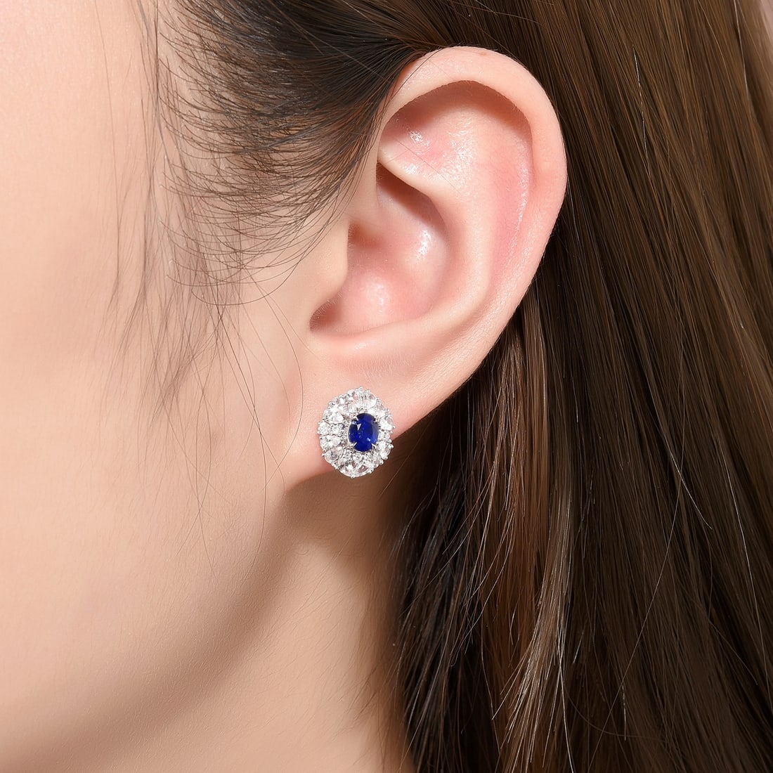 14k Gold 1.28 Ctw Vivid Blue Natural Sapphire & Diamond Earrings - 7