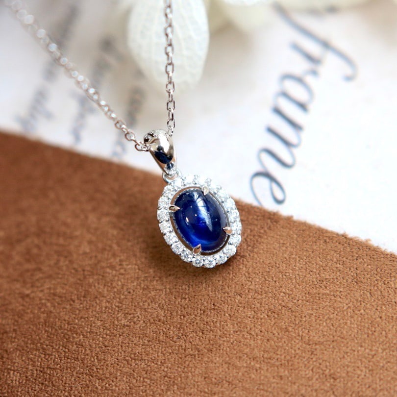 14k Gold 1.22 Ctw Natural Sapphire & Diamond Pendant( Without Chain ) - 3