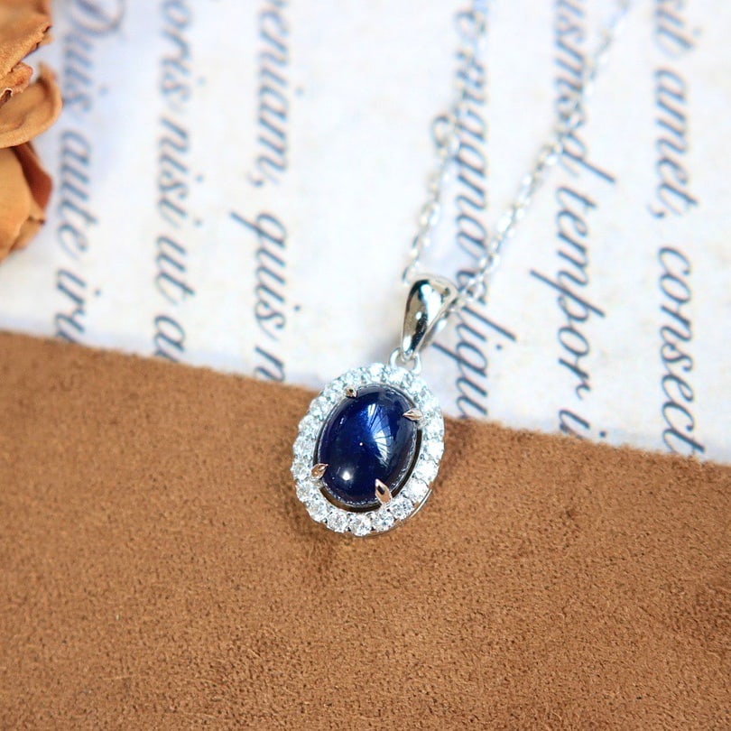 14k Gold 1.22 Ctw Natural Sapphire & Diamond Pendant( Without Chain ) - 4