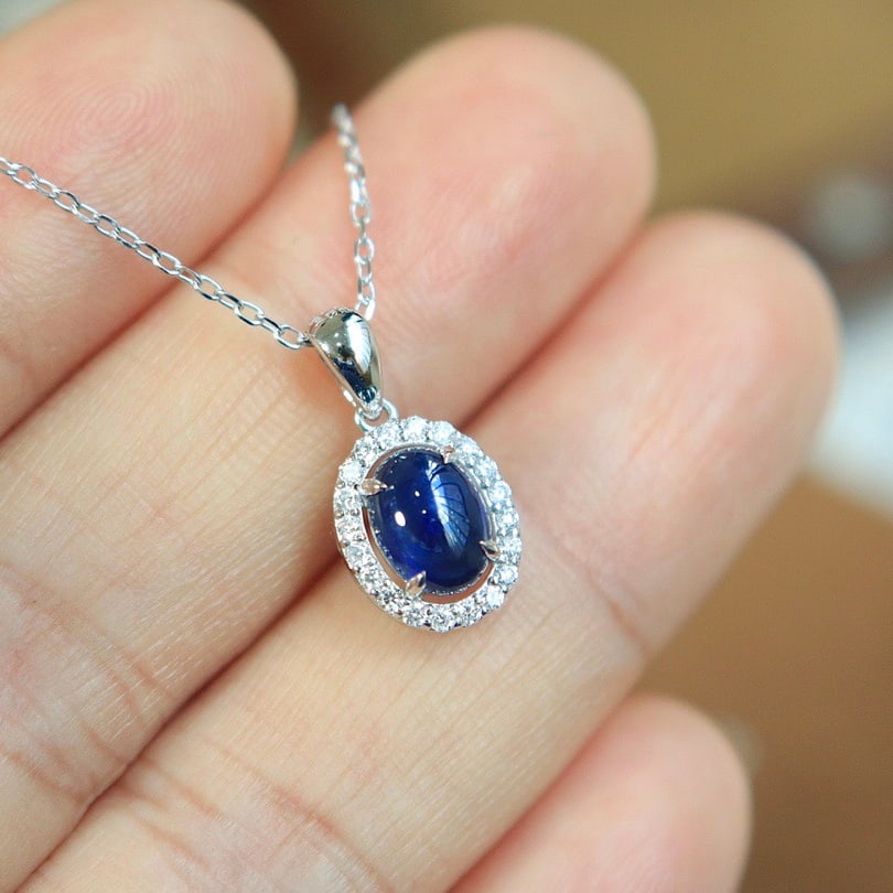 14k Gold 1.22 Ctw Natural Sapphire & Diamond Pendant( Without Chain ) - 5