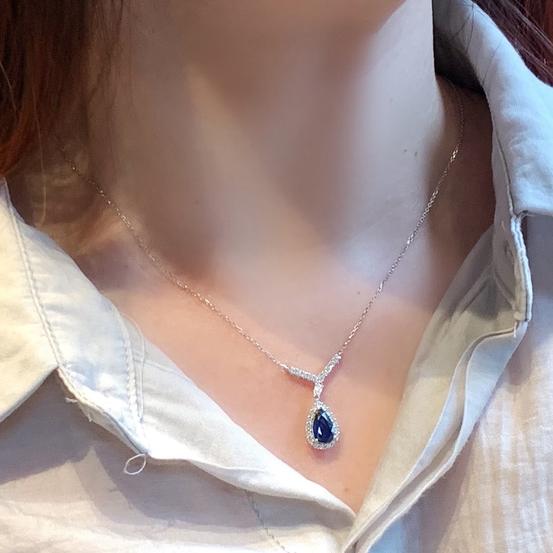 14k Gold 1.80 Ctw Natural Sapphire & Diamond Necklace - 2