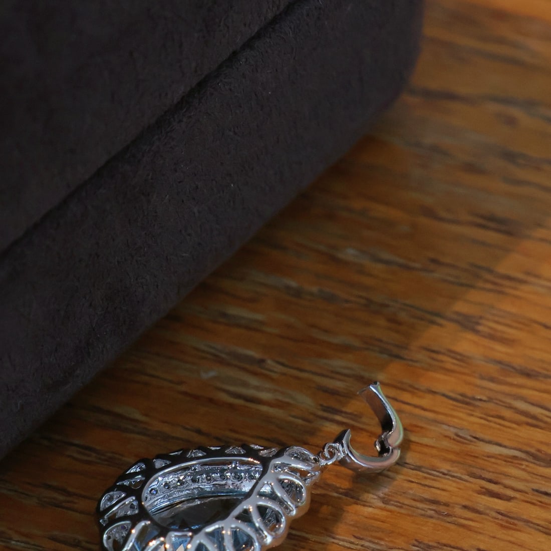 14k Gold 2.8 Ct Natural Aquamarine & Diamond Pendant( Without Chain ) - 2