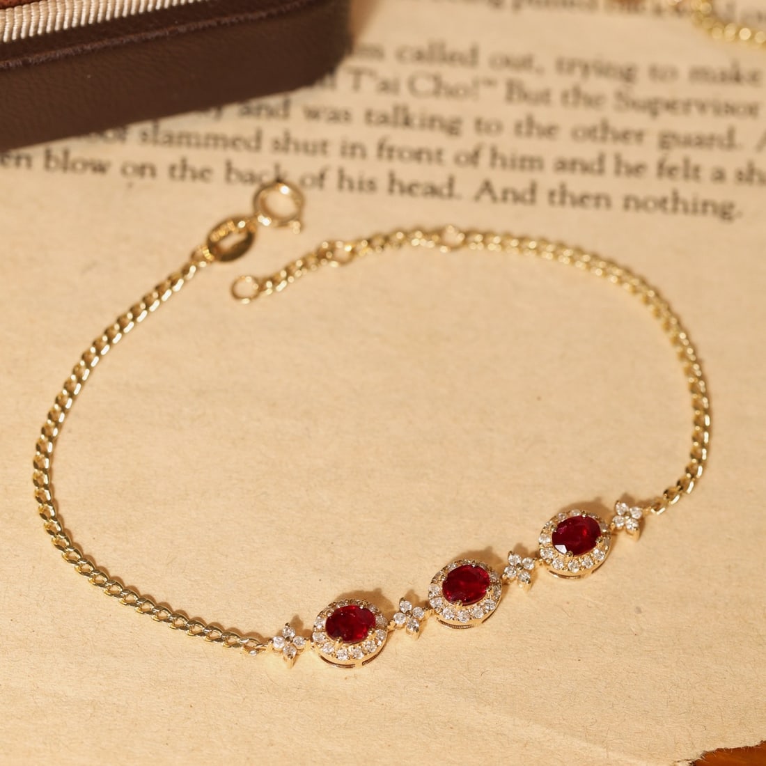 14k Gold 1.33 Ctw Vivid Red Natural Ruby & Diamond Bracelet - 2