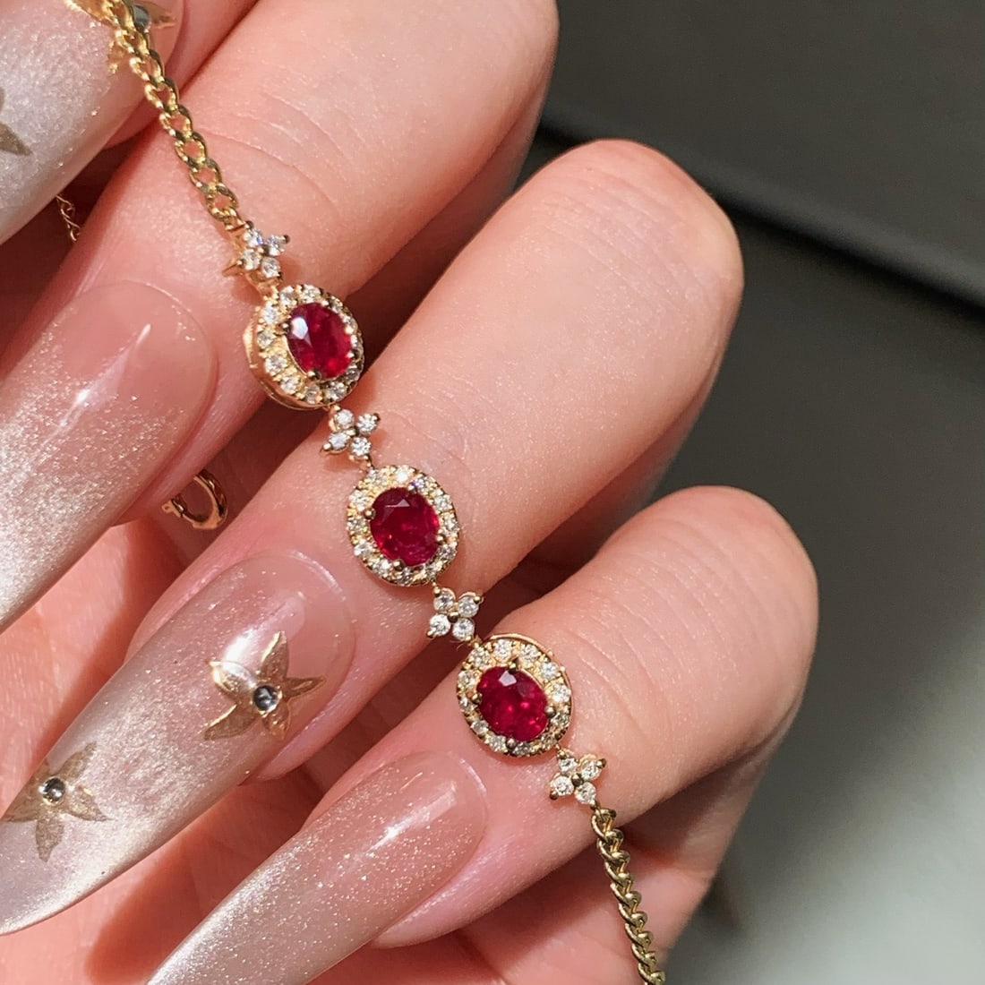 14k Gold 1.33 Ctw Vivid Red Natural Ruby & Diamond Bracelet - 3