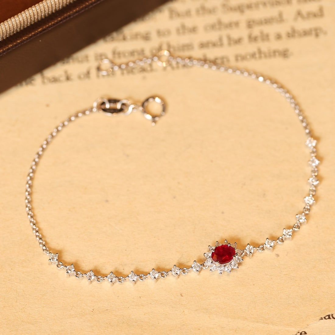 14k Gold 0.78 Ctw Vivid Red Natural Ruby & Diamond Bracelet - 2