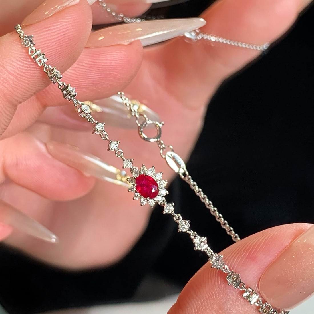 14k Gold 0.78 Ctw Vivid Red Natural Ruby & Diamond Bracelet - 3