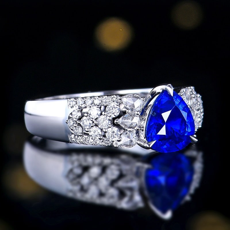 14k Gold 1.66 Ctw Natural Sapphire & Diamond Ring - 3