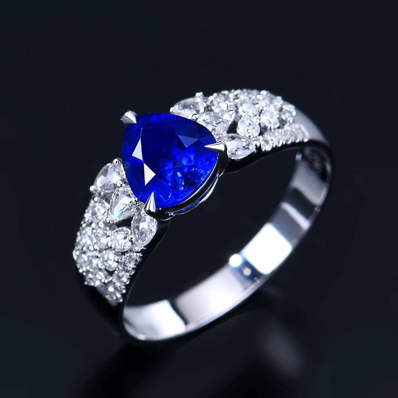 14k Gold 1.66 Ctw Natural Sapphire & Diamond Ring - 4