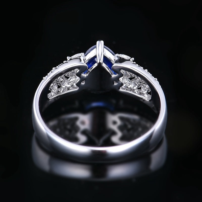 14k Gold 1.66 Ctw Natural Sapphire & Diamond Ring - 5