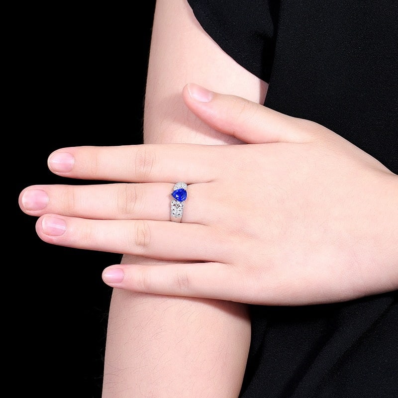 14k Gold 1.66 Ctw Natural Sapphire & Diamond Ring - 8