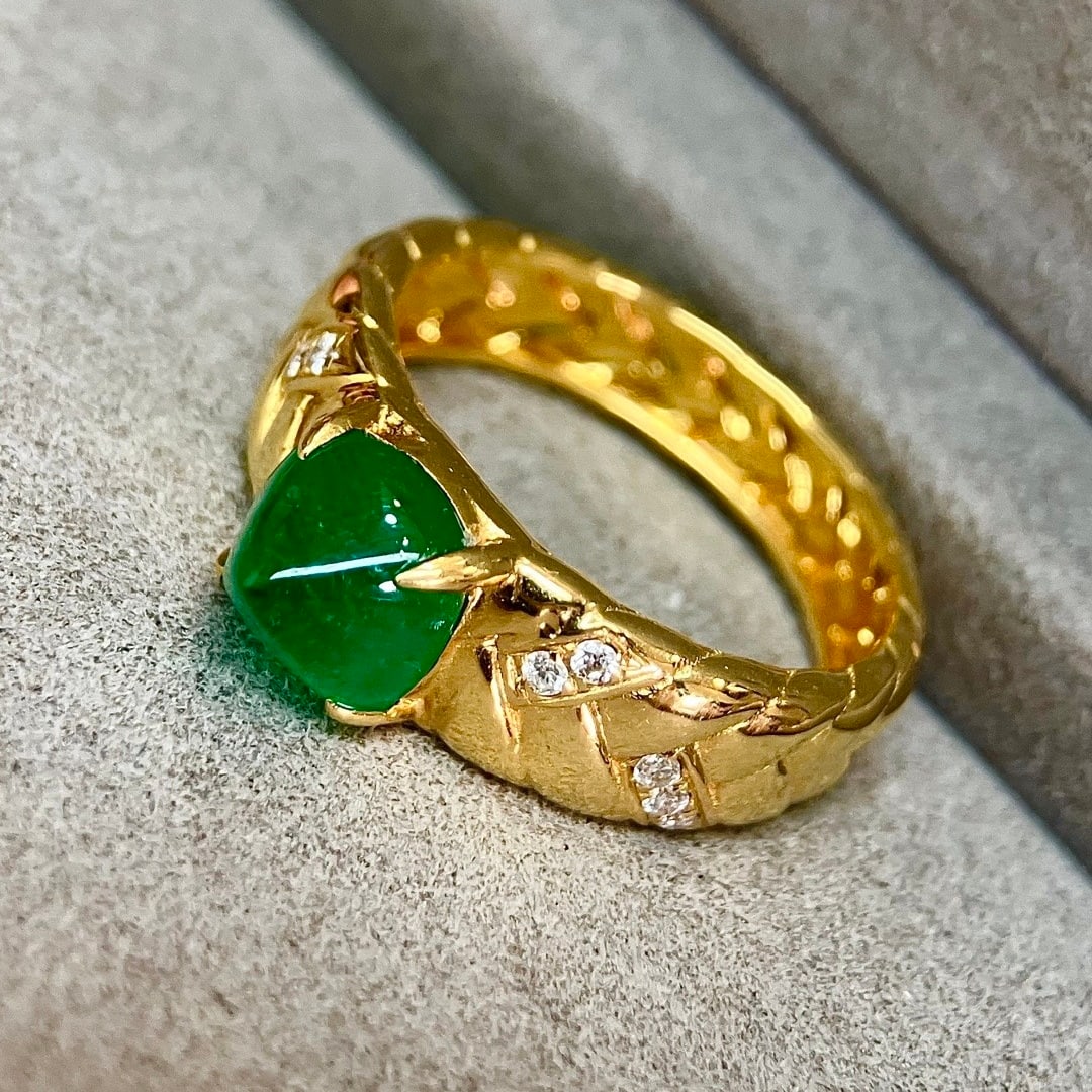 14k Gold 1.99 Ctw Vivid Green Natural Emerald & Diamond Ring - 6