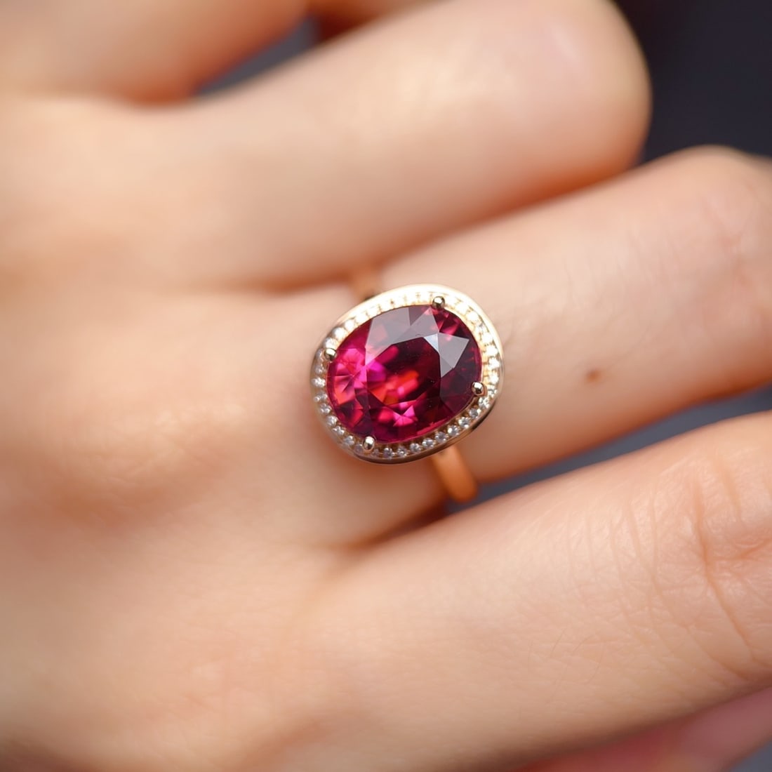 14k Gold 4.31 Ctw Natural Tourmaline & Diamond Ring - 6