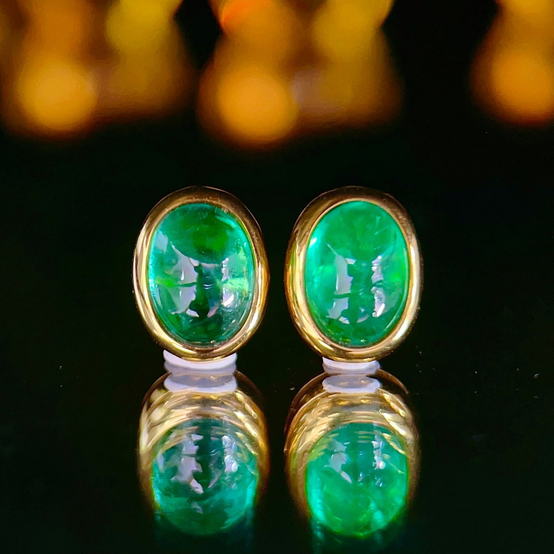 14k Gold 2.1 Ct Natural Emerald Earrings - 2