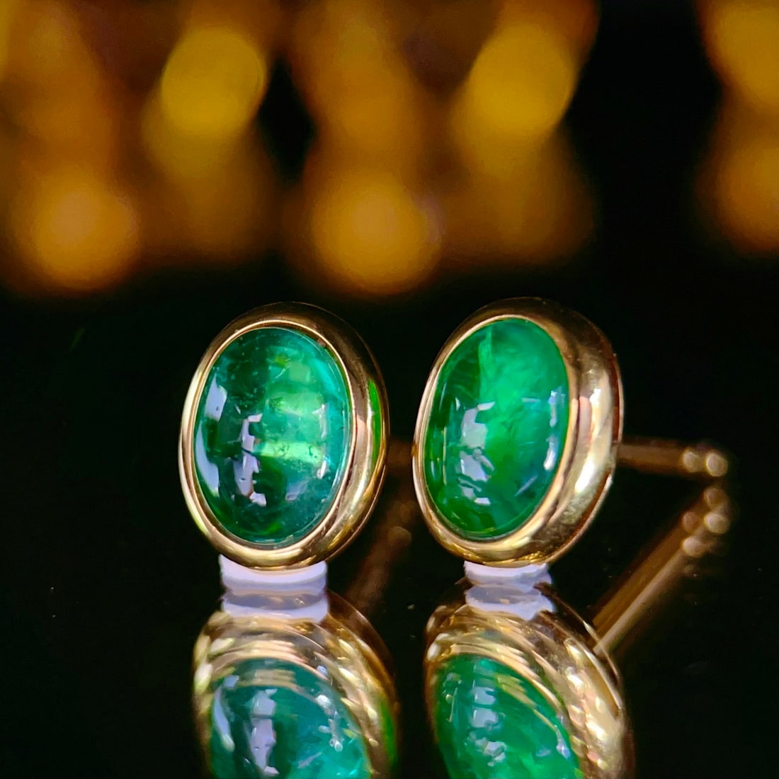 14k Gold 2.1 Ct Natural Emerald Earrings - 5