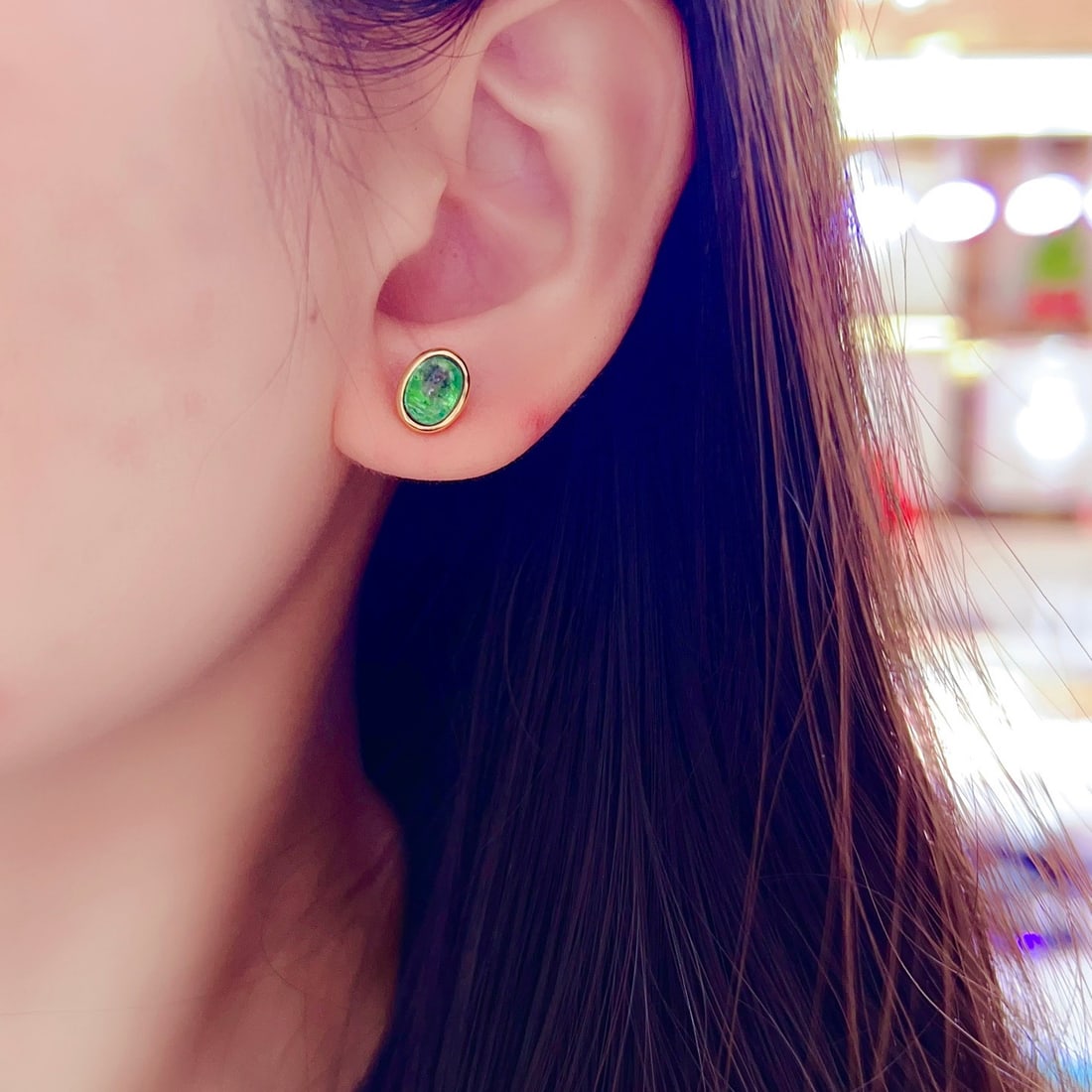 14k Gold 2.1 Ct Natural Emerald Earrings - 6