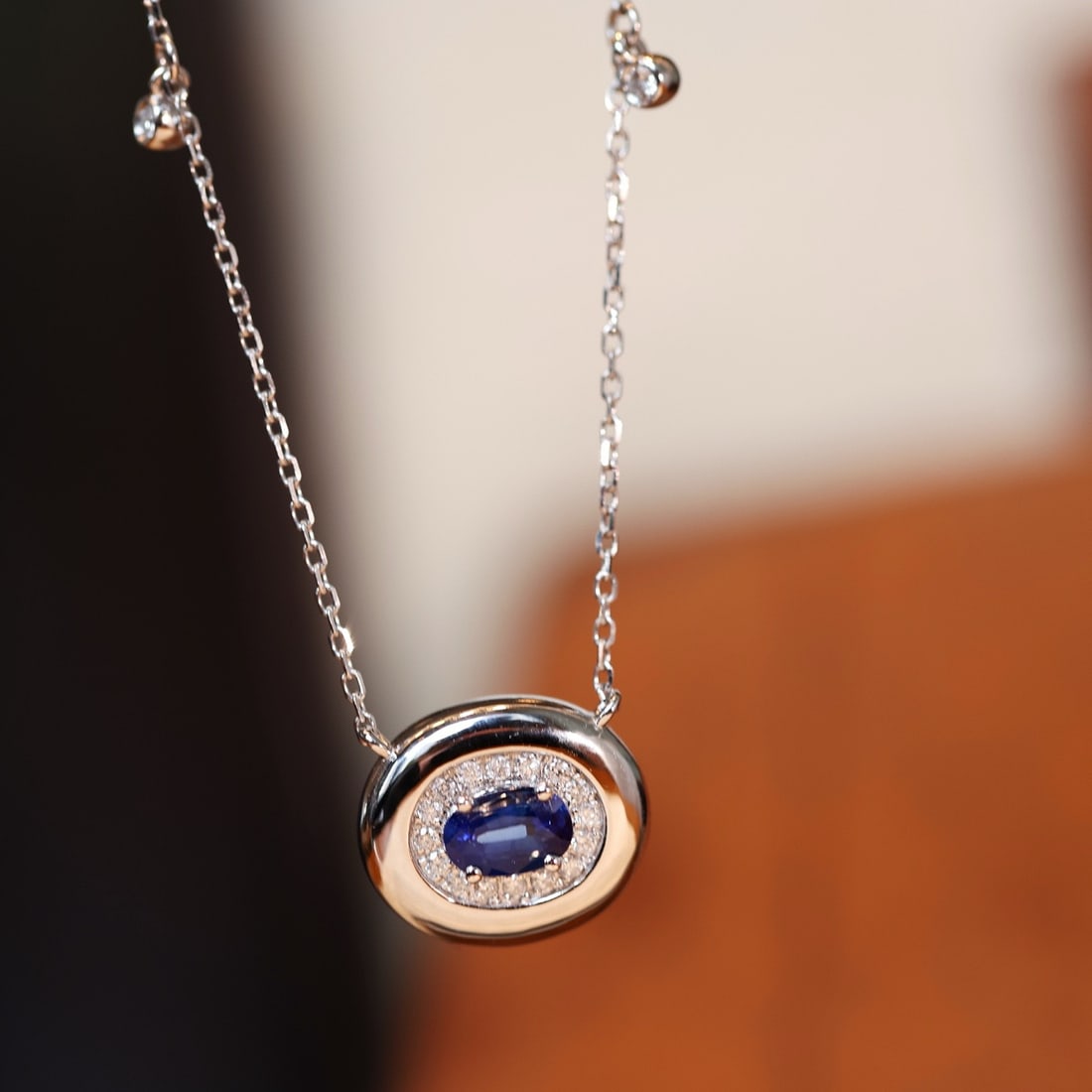 14k Gold 0.63 Ctw Natural Sapphire & Diamond Necklace - 2