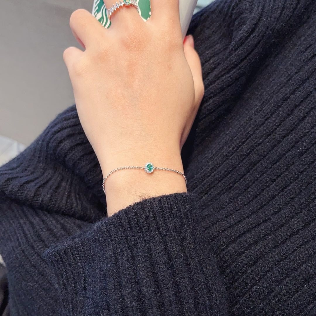 14k Gold 0.31 Ctw Natural Green Diamond & Diamond Bracelet - 3