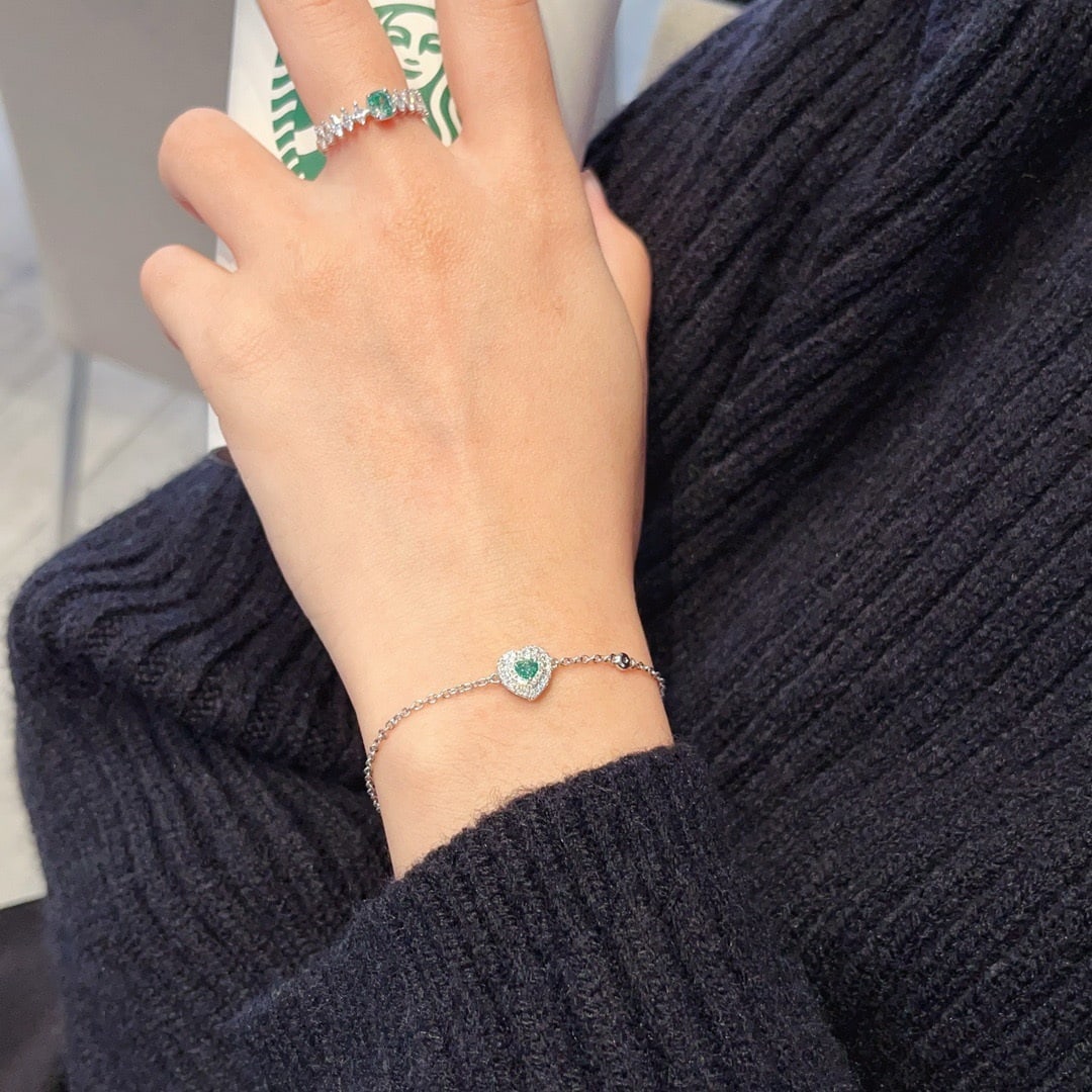 14k Gold 0.37 Ctw Natural Green Diamond & Diamond Bracelet - 3