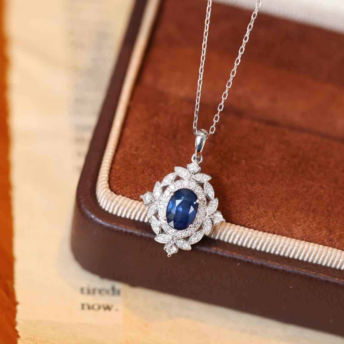 14k Gold 1.65 Ctw Natural Sapphire & Diamond Pendant( Without Chain ) - 3