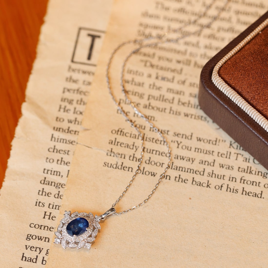 14k Gold 1.65 Ctw Natural Sapphire & Diamond Pendant( Without Chain ) - 4