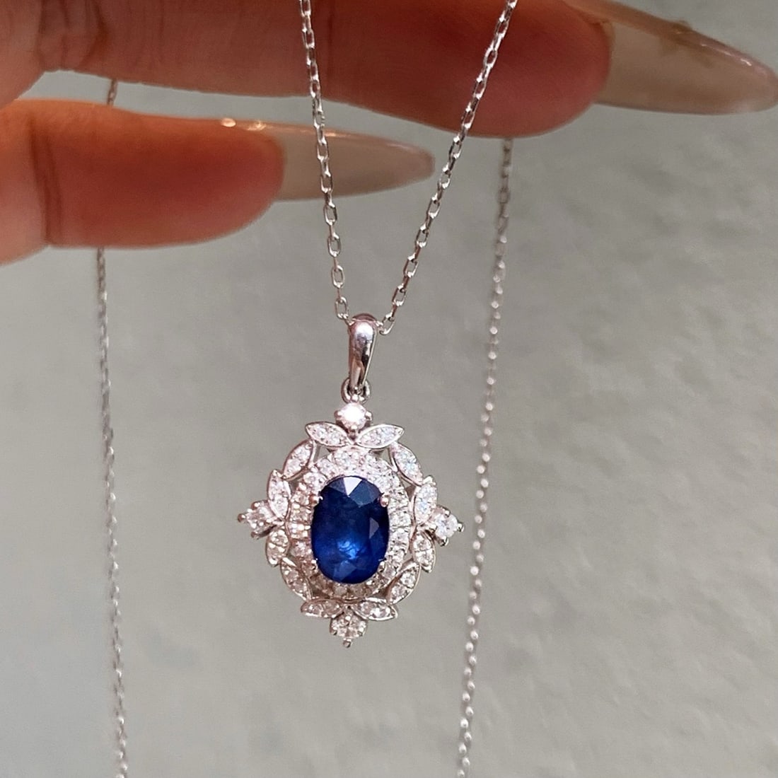 14k Gold 1.65 Ctw Natural Sapphire & Diamond Pendant( Without Chain ) - 6