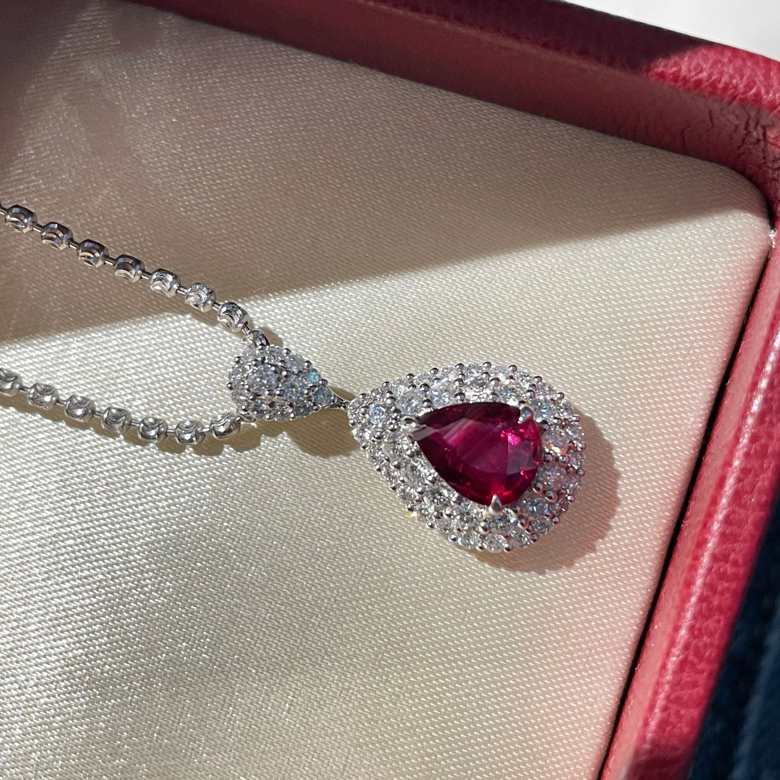 14k Gold 1.23 Ct Natural Ruby & Diamond Pendant( Without Chain ) - 2