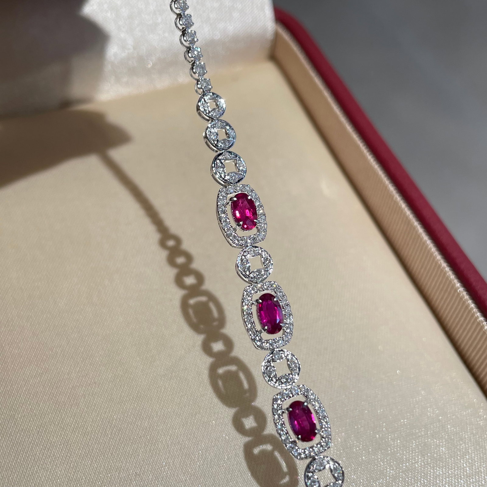 14k Gold 1.88 Ct Natural Ruby & Diamond Bracelet - 2