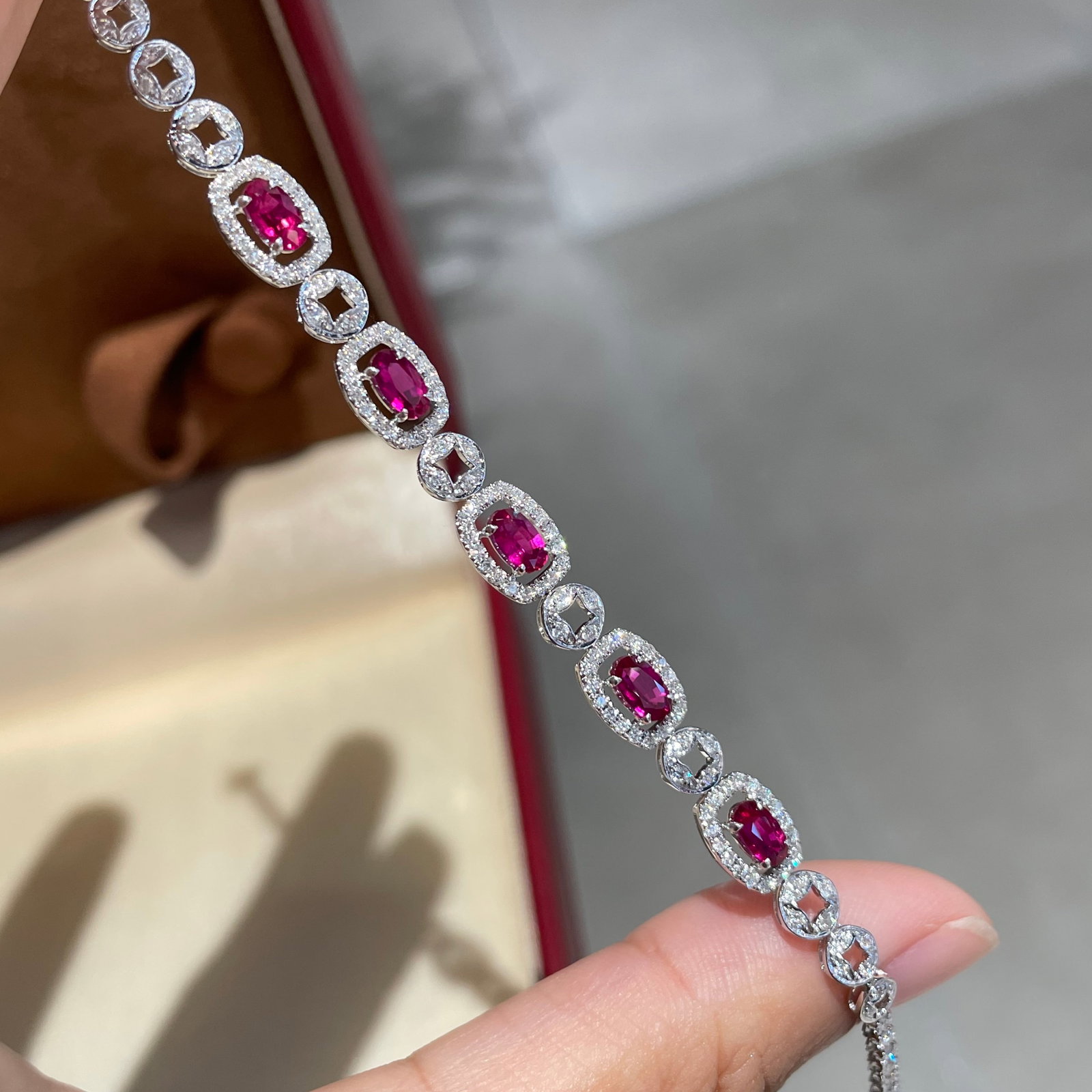 14k Gold 1.88 Ct Natural Ruby & Diamond Bracelet - 7