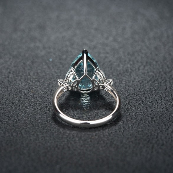 14k Gold 4.71 Ctw Natural Aquamarine & Sapphire Ring - 5