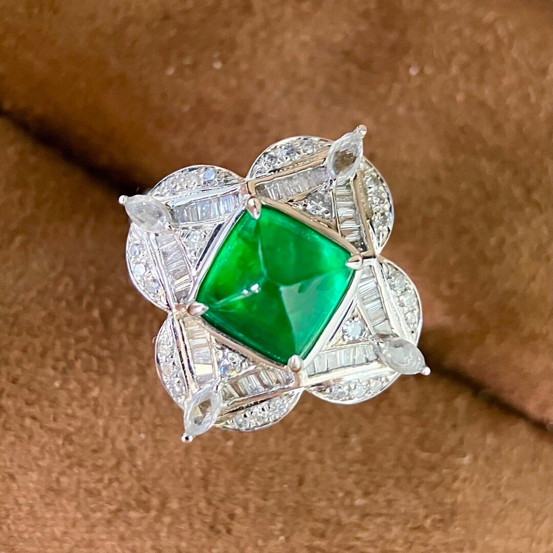 14k Gold 2.53 Ctw Vivid Green Natural Emerald & Diamond Ring - 3