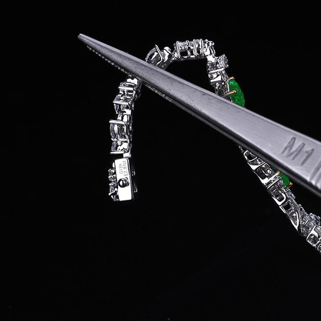 14k Gold 3.19 Ctw Vivid Green Natural Emerald & Diamond Bracelet - 5