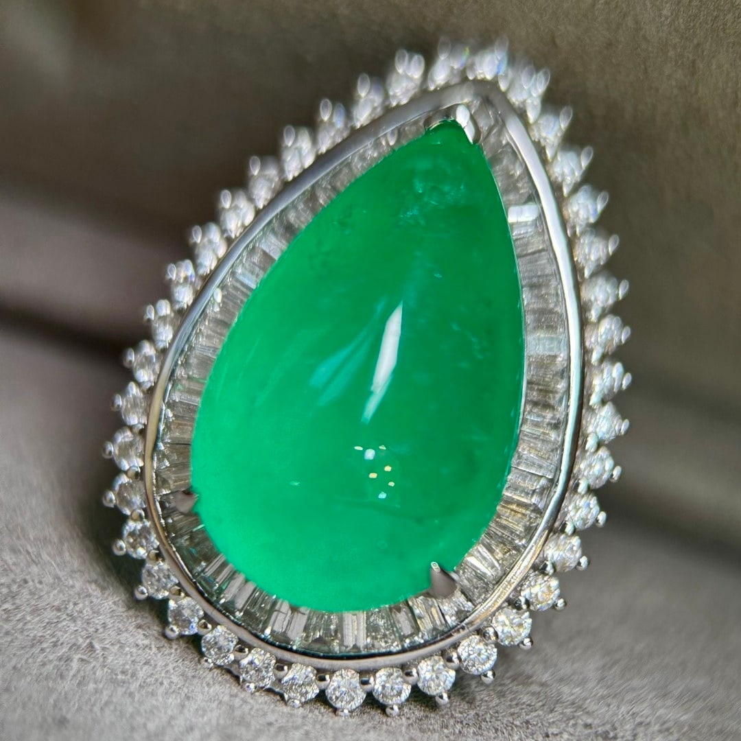 14k Gold 17.05 Ctw Natural Emerald & Diamond Ring/pendant( Without Chain ) - 2