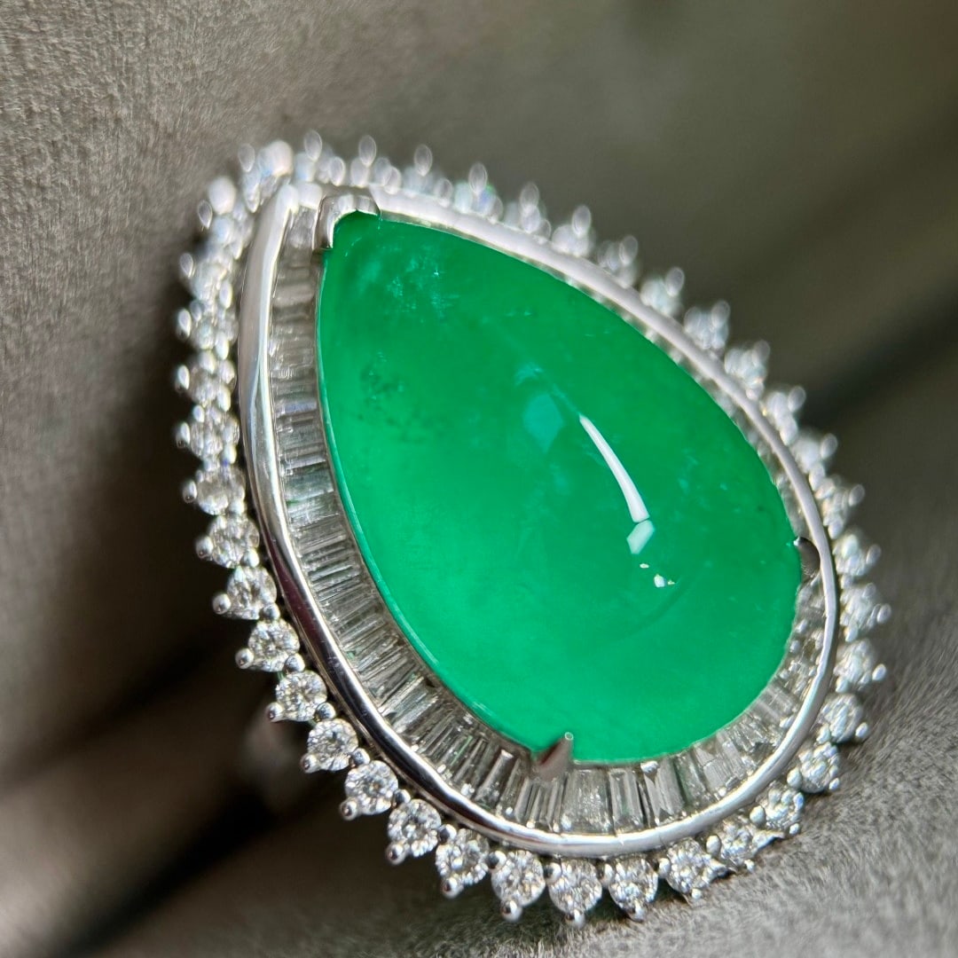 14k Gold 17.05 Ctw Natural Emerald & Diamond Ring/pendant( Without Chain ) - 3