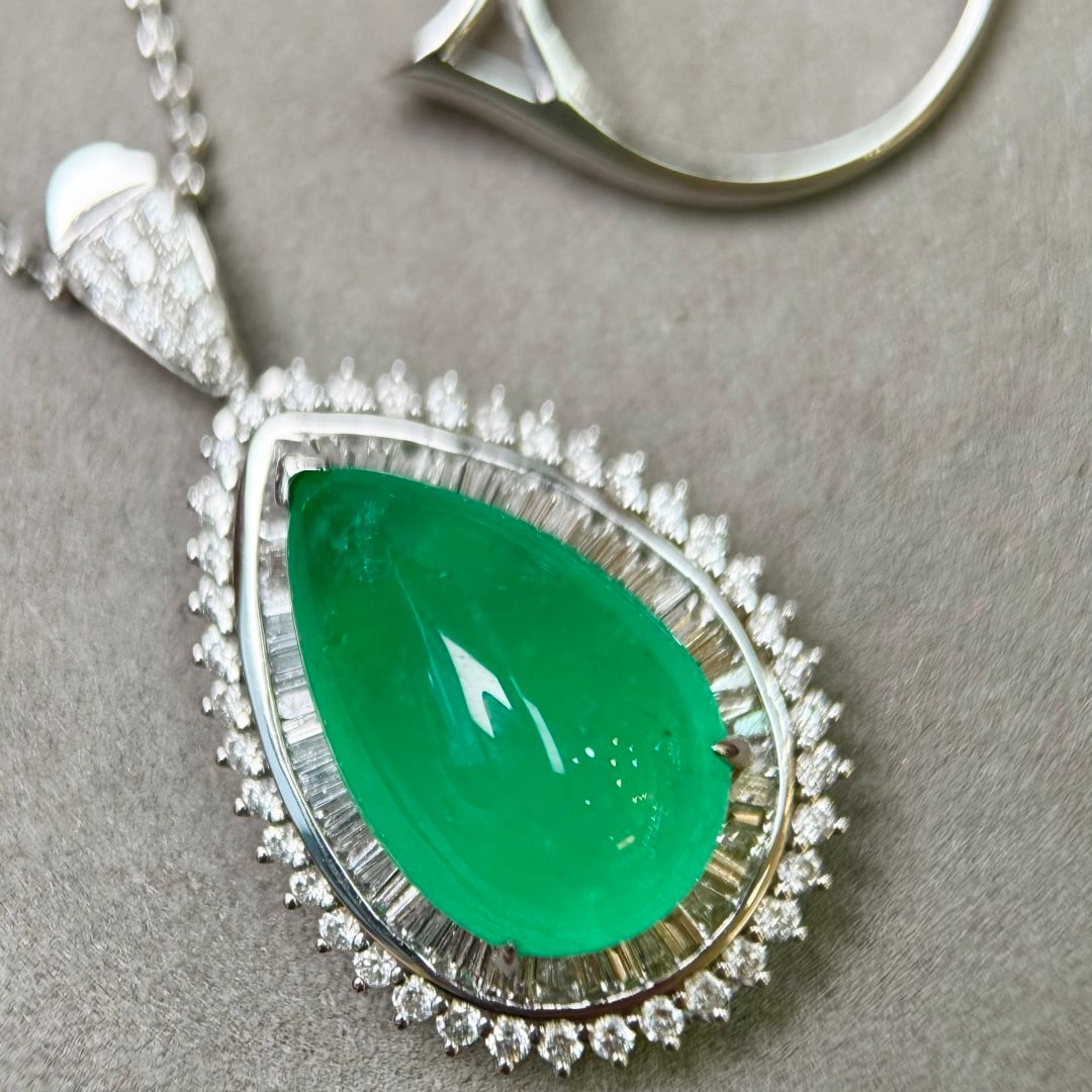 14k Gold 17.05 Ctw Natural Emerald & Diamond Ring/pendant( Without Chain ) - 5