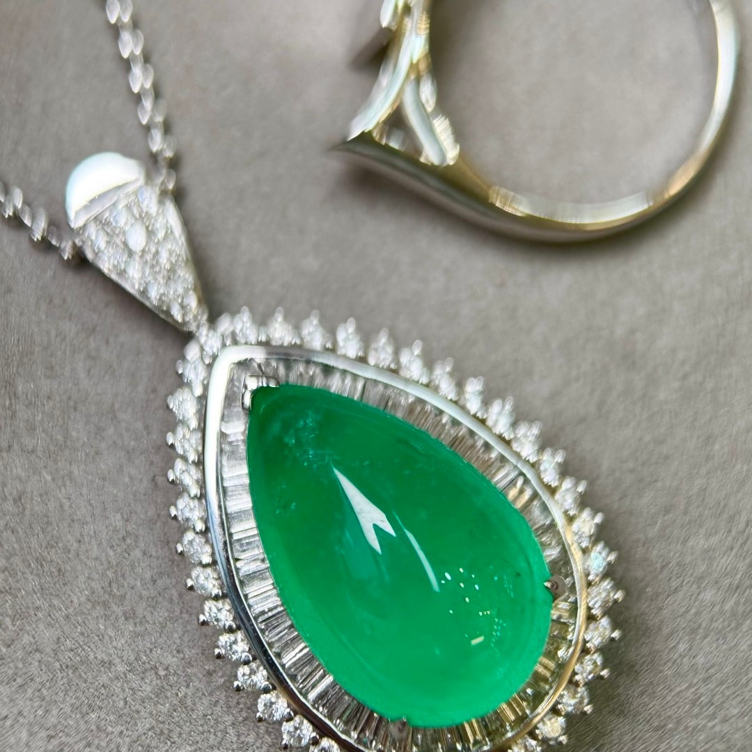 14k Gold 17.05 Ctw Natural Emerald & Diamond Ring/pendant( Without Chain ) - 6