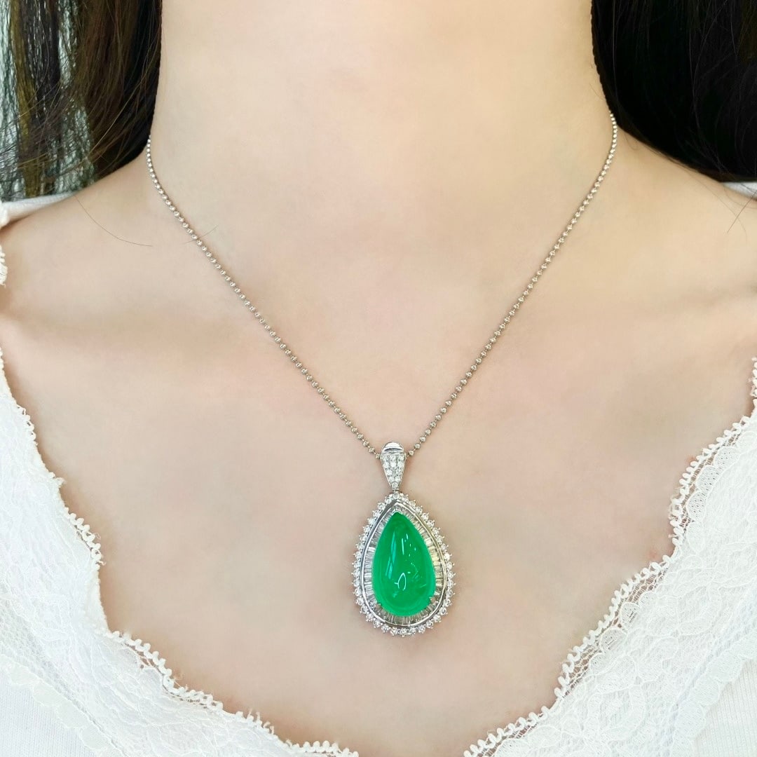 14k Gold 17.05 Ctw Natural Emerald & Diamond Ring/pendant( Without Chain ) - 7