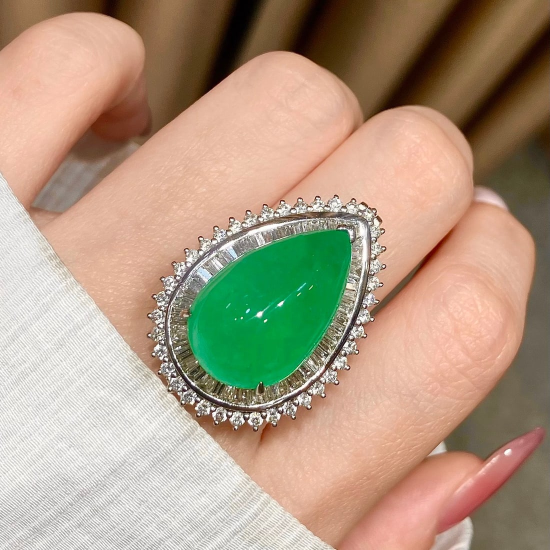 14k Gold 17.05 Ctw Natural Emerald & Diamond Ring/pendant( Without Chain ) - 8