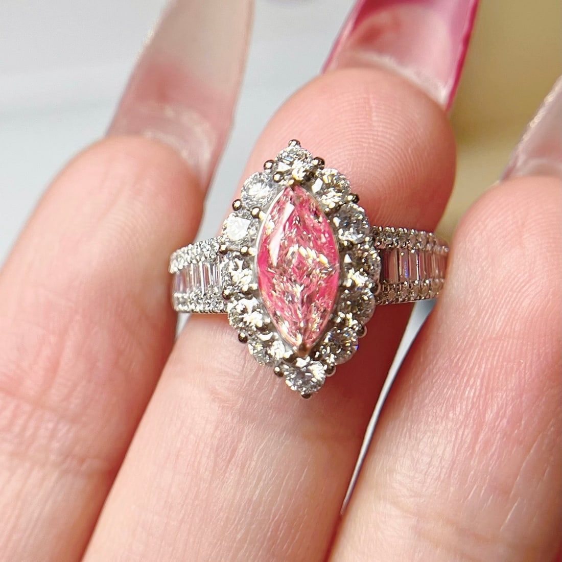 14k Gold 2.35 Ctw Natural Pink Diamond & Diamond Ring - 4