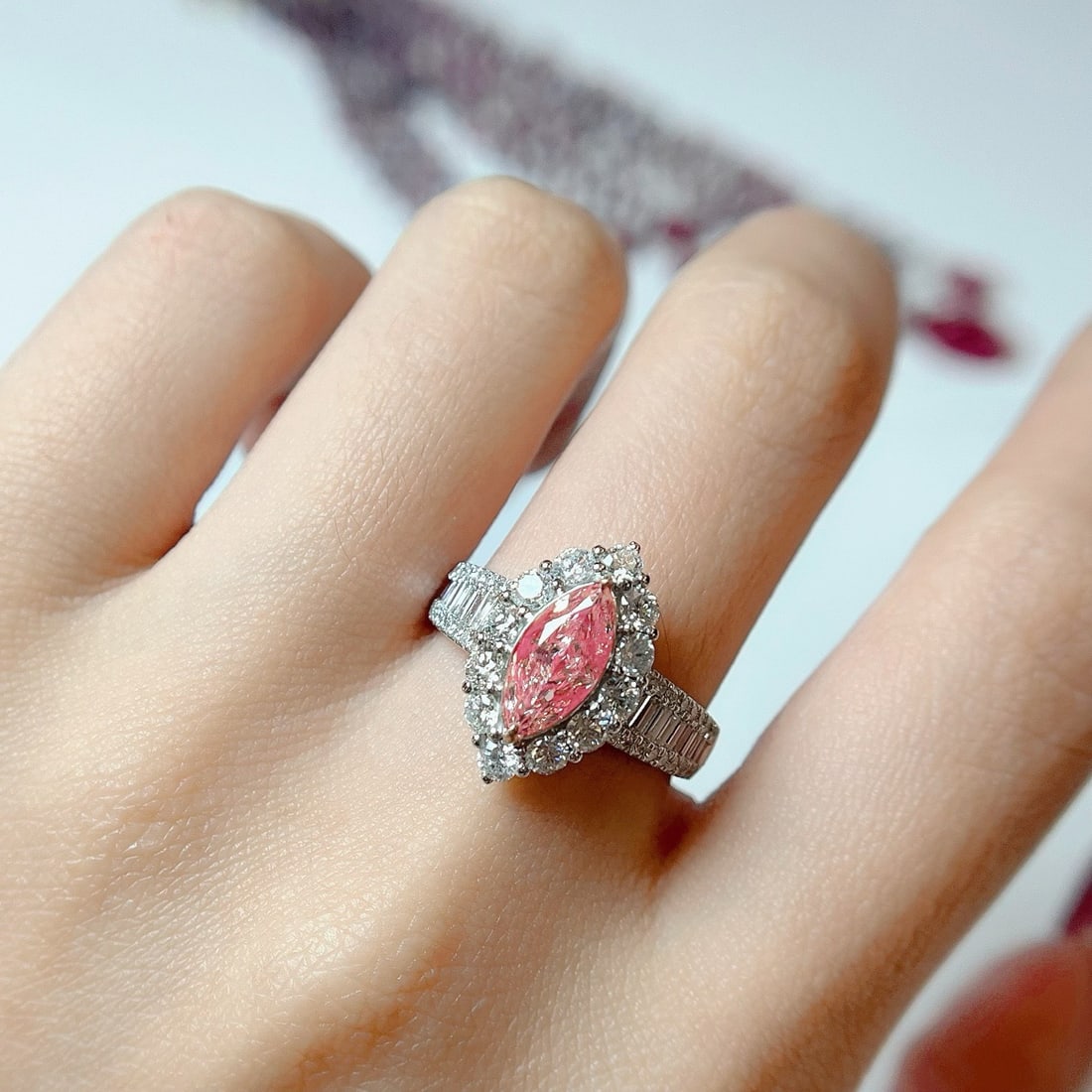 14k Gold 2.35 Ctw Natural Pink Diamond & Diamond Ring - 5