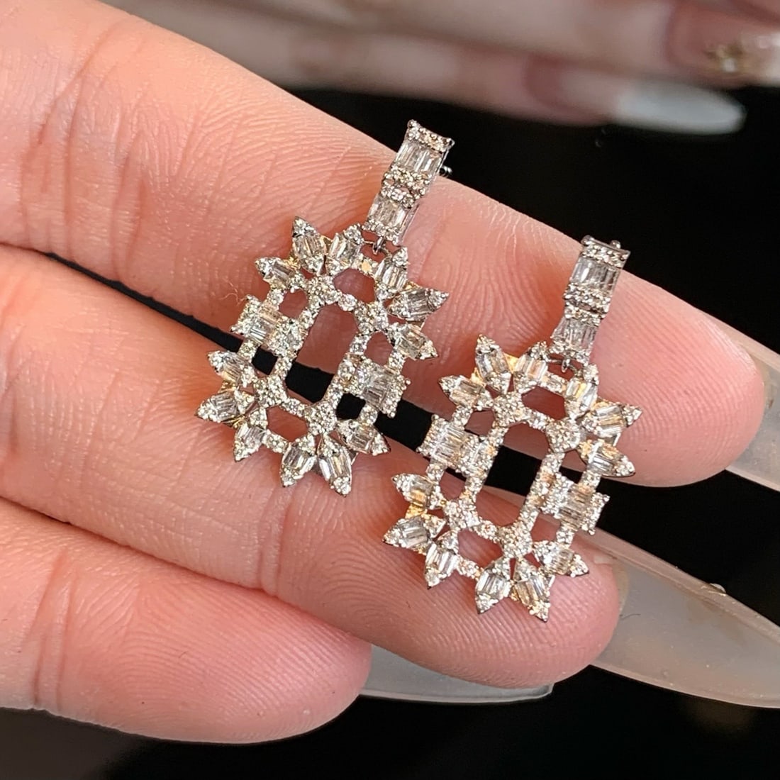 14k Gold 1.09 Ct Natural H Diamond Earrings - 7