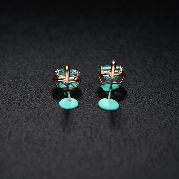 14k Gold 3.76 Ct Natural Aquamarine Earrings - 4