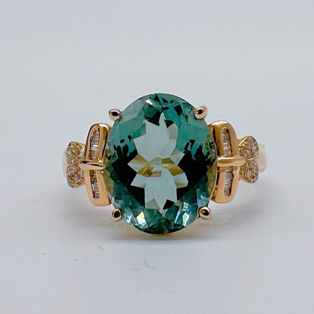 14k Gold 6.75 Ct Natural Tourmaline & Diamond Ring (1 of 5)