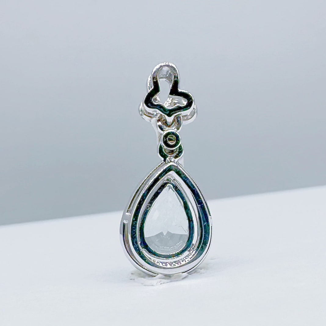 14k Gold 0.85 Ct Natural Sapphire & Diamond Pendant( Without Chain ) - 4