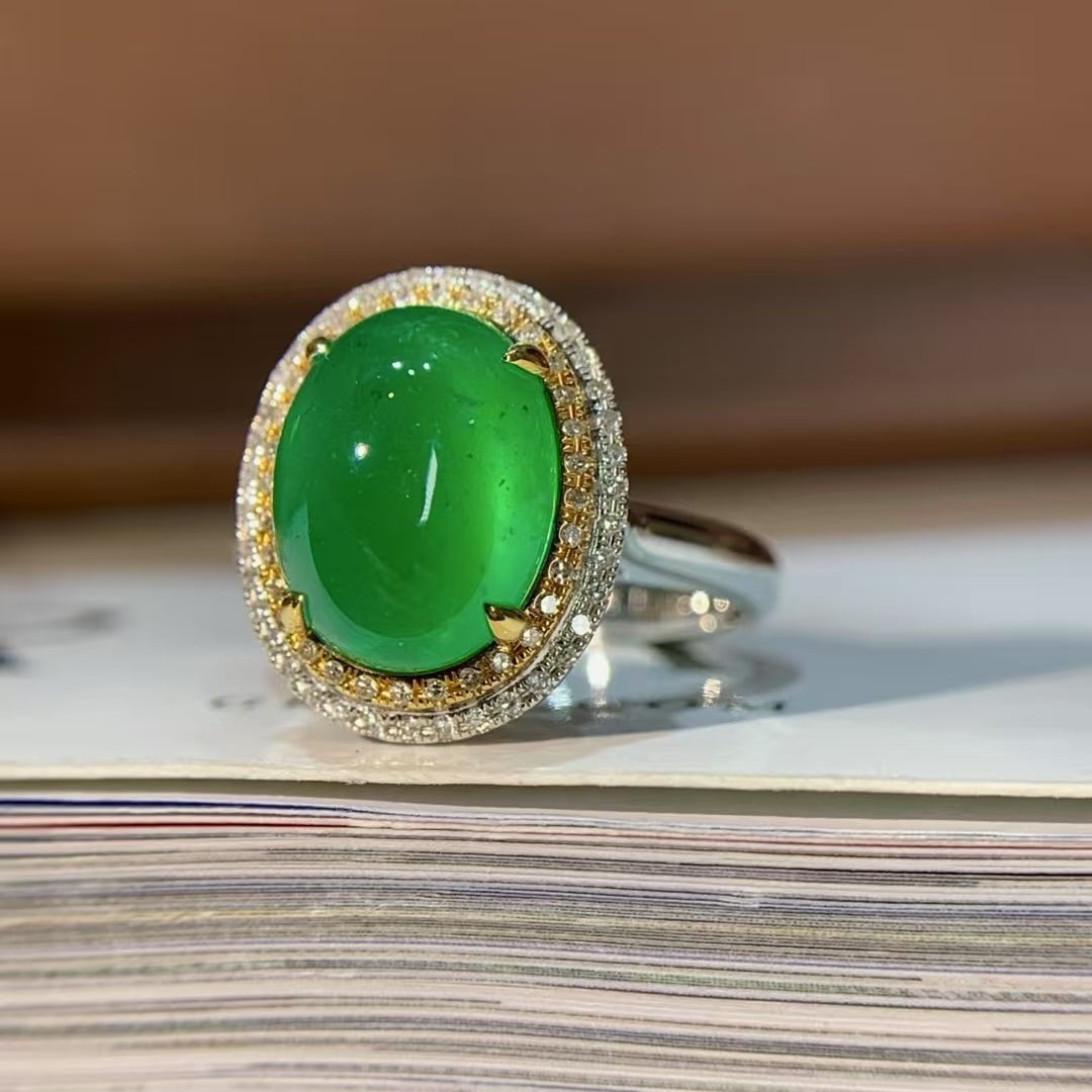 14k Gold 4.40 Ctw Natural Emerald & Diamond Ring - 2