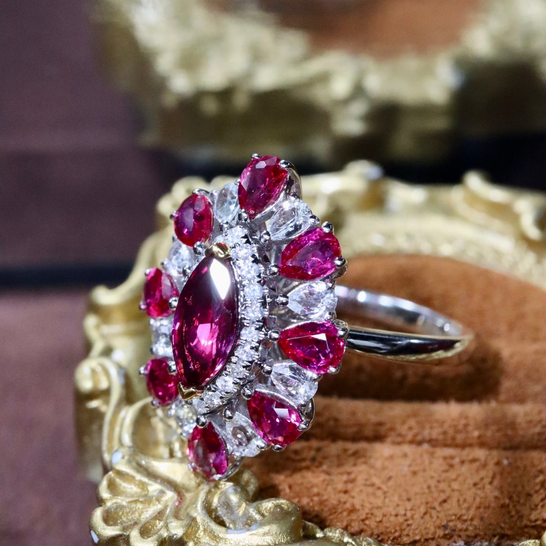14k Gold 0.86 Ctw Natural Ruby & Diamond Ring - 2