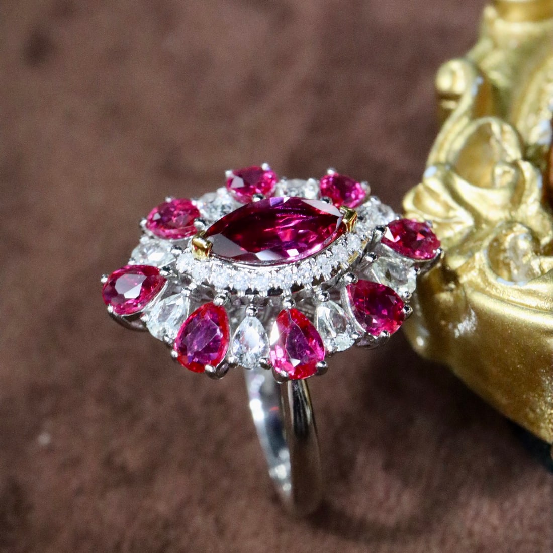 14k Gold 0.86 Ctw Natural Ruby & Diamond Ring - 3