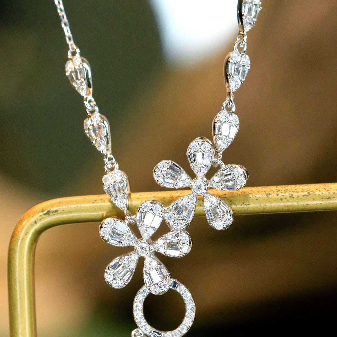 14k Gold 0.6 Ct Natural H Diamond Necklace - 2